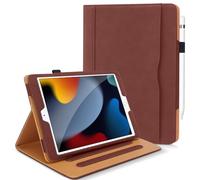 DAORANGE Coque pour iPad 9ème/ 8ème/ 7ème Génération 10.2 Pouces 2021/2020/ 2019, Étui Protecteur en Cuir PU avec Veille/Réveil Automatique, Étui avec Multi-Angle, Porte-Documents (Marron)