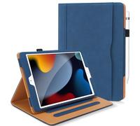 DAORANGE Coque pour iPad 9ème/ 8ème/ 7ème Génération 10.2 Pouces 2021/2020/ 2019, Étui Protecteur en Cuir PU avec Veille/Réveil Automatique, Étui avec Multi-Angle, Porte-Documents (Bleu Foncé)