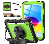 DAORANGE Coque pour iPad (A16) 11ème Génération 11" 2025/iPad 10ème Génération 10.9" 2022, Étui Robuste avec Protection D'écran, Support Pivotant à 360° & Dragonne, Bandoulière Ajustable (Vert)