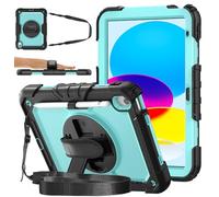 DAORANGE Coque pour iPad (A16) 11ème Génération 11" 2025/iPad 10ème Génération 10.9" 2022, Étui Robuste avec Protection D'écran, Support Pivotant à 360° & Dragonne, Bandoulière Ajustable (Bleu Clair)