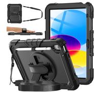 DAORANGE Coque pour iPad (A16) 11ème Génération 11" 2025/iPad 10ème Génération 10.9" 2022, Étui Robuste avec Protection D'écran, Support Pivotant à 360° & Dragonne, Bandoulière Ajustable (Noir)