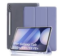 DAORANGE Coque pour Samsung Galaxy Tab S10+ Plus 2024 / S9 FE+ Plus/ S9+ Plus 2023 12,4 Pouces, Étui Ultrafin et Léger avec Porte-Stylo, Support Trois Volets et Veille/Réveil Automatique (Bleu Violet)