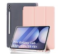 DAORANGE Coque pour Samsung Galaxy Tab S10+ Plus 2024 / S9 FE+ Plus / S9+ Plus 2023 12,4 Pouces, Étui Ultrafin et Léger avec Porte-Stylo, Support Trois Volets et Veille/Réveil Automatique (Rose)