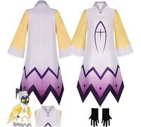 Daotutu Adam Hazbin Hotel Cosplay Costume Outfit Animé Character Alastor Jaune Uniforme Robes Ensemble Combinaison Gants Halloween Party Dress Up Suit pour Mâle Garçon (L)