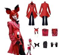Daotutu Anime Hazbin Hotel Cosplay Costume Déguisement du Rôle Alastor Tenue Uniforme Ensemble Complet Halloween Carnaval Fête Habiller avec Perruque pour Mâle Garçon (M)