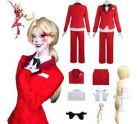 Daotutu Anime Hazbin Hotel Cosplay Costume Déguisement du Rôle Charlie Morningstar Tenue Uniforme Ensemble Complet Halloween Carnaval Fête Habiller avec Perruque pour Femmes Filles (XS)