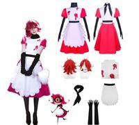 Daotutu Anime Hazbin Hotel Cosplay Costume Déguisement du Rôle Niffty Cosplay Tenue Uniforme Ensemble Complet Halloween Carnaval Fête Habiller avec Perruque pour Femmes Filles (S)