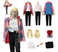 Daotutu Anime Howl's Moving Castle Cosplay Costume Déguisement du Rôle Howl Tenue Uniforme Ensemble Complet Halloween Carnaval Fête Habiller avec Perruque pour Unisexe (S)