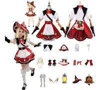 Daotutu Genshin Impact Cosplay Costume Déguisement du Rôle Klee Cosplay Tenue Uniforme Ensemble Complet Halloween Carnaval Fête Habiller avec Perruque (XS)