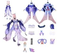 Daotutu Genshin Impact Cosplay Costume Déguisement du Rôle Sangonomiya Kokomi Cosplay Tenue Uniforme Ensemble Complet Halloween Carnaval Fête Habiller avec Perruque (S)