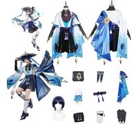 Daotutu Genshin Impact Cosplay Costume Déguisement du Rôle Scaramouche Wanderer Cosplay Tenue Uniforme Ensemble Complet Halloween Carnaval Fête Habiller avec Perruque (S)
