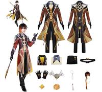 Daotutu Genshin Impact Cosplay Costume Déguisement du Rôle Zhongli Cosplay Tenue Uniforme Ensemble Complet Halloween Carnaval Fête Habiller avec Perruque (M)