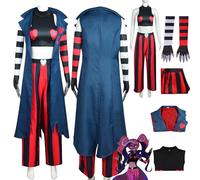 Daotutu Velvet Hazbin Hotel Cosplay Costume Outfit Animé Character Charlie Morningstar Bleu Uniforme Robes Ensemble Manteau Gilet Pantalon Gants Halloween Party Dress Up Suit pour Femmes Filles (M)