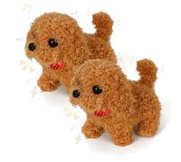 DAOUZL Chien Interactif Robot, 2X Peluche Chien Réaliste Électronique Qui Marche, Aboie et Secoue la Queue - Jouet Éducatif Interactif pour Enfants, Garçons et Filles de 2 3 4 5 6 Ans