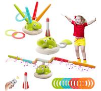 DAOUZL Jeu Extérieur 3 en 1 pour Enfants dès 3 Ans, Jouets de Sport pour Enfants avec Saut Musical, Lancer d'Anneaux et Lance-Fusées, Jouets d'intérieur et d'extérieur pour Enfants de 3 Ans et Plus