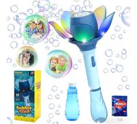 DAOUZL Machine a Bulle, Fleur de Lotus Machine à Bulles Enfants 10000+ Bulles/Minute, Pistolet a Bulles pour Enfant avec 120ml Solution et 8X 10ml Concentré à Bulles (Bleu)