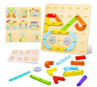 DAOUZL Montessori Pegboard Puzzle, Géoboard en Bois avec Cartes De Motifs, Jouet éducatif en Bois Géoboard, Peg Board Enfants Jouer, Jeu éducatif de Forme pour Fille Garçon 3 4 5 Ans