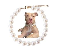 Daovace Collier de perles pour chien fait à la main avec clochette, bijoux pour petits chiens et chiots (taille M, perle