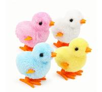 Daowzdql Lot de 4 jouets en peluche à remonter en forme de poule pour animaux de compagnie, jouets en forme de poussin moelleux avec son de cliculage, jouets interactifs pour chats et chiens
