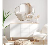 DAOYIJIAJU Miroir mural asymétrique en forme de nuage doré, miroir mural unique de forme irrégulière, miroir moderne ondulé sans cadre pour salon, salle de bain, chambre à coucher, entrée, 76,2 x 68,1