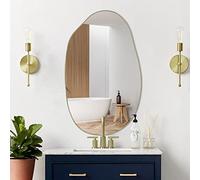 DAOYIJIAJU Miroir Mural irrégulier, Miroir Moderne asymétrique, Miroir Unique de Forme Bizarre, Miroir Organique doré pour Salon, Salle de Bain, Chambre à Coucher, entrée, 85,1 x 52,1 cm