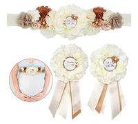 DaperCanly Écharpe de maternité « Mom to Be Daddy to Be », décorations de fête prénatale sur le thème de l'ours pour fête de révélation du sexe - Écharpe pour future maman, accessoires photo en