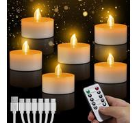 daphomeu Bougie Chauffe Plat LED Rechargeable - Jaune Chaud - Sans Flamme - Avec Télécommande - Fonction Minuterie - Bougies LED Pour Mariages, Fêtes, Halloween, Noël
