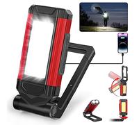 Daphomeu Lampe d'Inspection & Torche LED Rechargeable, Rouge 1 Pièce | Lampes LED Rechargeables, Baladeuse COB magnétique, crochet, 7 modes, lumière rouge d'urgence, réparation auto et camping