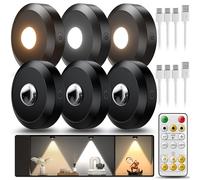 Daphomeu Lampe Sans Fil Rechargeable Avec TéLéCommande, Spot LED à Intensité Variable, Led Cuisine Sous Meuble, 3 TempéRatures de Couleur, éclairage de Vitrine Rond Avec Fonction Minuterie