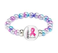 DaPongZhi 2025 Octobre Rose Bracelet Ruban Rose Bracelet Cancer du Sein Elegant et Significatif Accessoires pour la Sensibilisation au Cancer du Sein