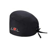 DaPongZhi Calot Chirurgien Femme Chapeaux de Travail avec Boutons et Cravate Chapeau Réglable Respirants Turban Imprimé Casquette Chapeau de Beauté Chapeaux Unisexe de Cuisinier (01-Black, One Size)