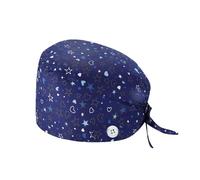 DaPongZhi Calot Chirurgien Femme Chapeaux de Travail avec Boutons et Cravate Chapeau Réglable Respirants Turban Imprimé Casquette Chapeau de Beauté Chapeaux Unisexe de Cuisinier (02-Purple, One Size)