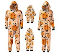 DaPongZhi Combinaison Pyjama De Halloween Famille Ensemble Tenue d'halloween pour Parents Et Enfants Imprimé Combinaison à Capuche Funny Print Hoodie Romper avec Zipper Barboteuse