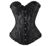 DaPongZhi Corset Bustier Femme Halloweenn Costume Sexy Push Up Corset avec Lacets Vintage Gothique Costume Medieval Victorien Bustier Lingerie Dentelle Floral Corsets Grande Taille Noir