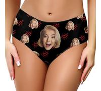 DaPongZhi Culotte Personnalisé Femme avec Photo Visage Culotte de Bikini Personnalisée String Humoristique Culottes Personnalisée pour Couple Cadeau Drôle pour Noël/Saint-Valentin/Anniversaire