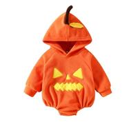 DaPongZhi Deguisement Halloween Bébé,Citrouille Barboteuse Body Fille Garçon Cosplay Déguisement Citrouille Bebe,Halloween Costume à Capuche Et Pantalon pour Bébés de 0 à 24 Mois
