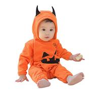 DaPongZhi Deguisement Halloween Bébé,Citrouille Barboteuse Body Fille Garçon Cosplay Déguisement Citrouille Bebe,Halloween Costume à Capuche Et Pantalon pour Bébés de 0 à 24 Mois