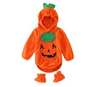 DaPongZhi Deguisement Halloween Bébé,Citrouille Barboteuse Body Fille Garçon Cosplay Déguisement Citrouille Bebe,Halloween Costume à Capuche Et Pantalon pour Bébés de 0 à 24 Mois