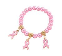 DaPongZhi Octobre Rose Bracelet 2025 Ruban Rose Bracelet Cancer du Sein Elegant et Significatif Accessoires pour la Sensibilisation au Cancer du Sein