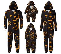 DaPongZhi Pyjama Halloween Combinaison Famille Tenue d'halloween pour Parents Et Enfants Imprimé Combinaison à Capuche à Manches Longues Halloween Barboteuse avec Fermeture éclair