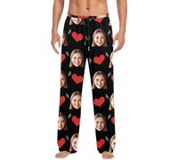 DaPongZhi Pyjama Personnalisé Homme avec Photo De Visage,Bas De Pyjama Femme Personnalisable,Pantalon de Pyjamas Personnalisé Hommes,Cadeau pour Noël/Saint-Valentin/Anniversaire