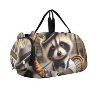 Dapper Raton laveur French Brunch Sac de voyage pour garçons Sac de voyage Sac de sport pour enfants, Élégant Raccoon Paris Café, Classique