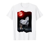 Dapple Cheval Gris sous Une Lune de Sang T-Shirt Graphique avec Valeur, Homme, Blanc, L