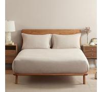 DAPU Drap-housse 100 % lin, doux et respirant en lin français avec poche profonde de 40 cm, drap de lit en lin rafraîchissant pour les dormeurs chauds, lin naturel/très grand lit