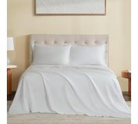 DAPU Parure de lit en Lin Pur 100% Lin Naturel français européen (Grand lit, Blanc cassé, Drap Plat, Drap-Housse et 2 taies d'oreiller)