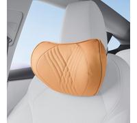 Dapucarin Appui-TêTe, Coussin de Nuque en Mousse à Mémoire de Forme pour Voiture, Cuir Oreillers de Cou pour Siège, Coussin Universel pour la Conduite, Maison, Bureau, Marron Palomino, 1 Pièce