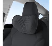 Dapucarin Appuie-tête Coussin de Cou, 100% Mousse à Mémoire Tête Souple Cuir, Oreiller Soutien Cou de Voiture, Appuie Tete Voiture Respirant, Repose Cervical Souple, Noir, 1 Pièce