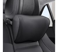 Dapucarin Oreiller Appui-Tête Voiture en Cuir 100% Mousse à Mémoire de Forme, Coussin de Nuque de Soutien de Siège Premium pour la Conduite, Les Voyages, la Maison, Le Bureau, Noir, 1 Unité