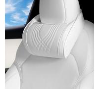 Dapucarin Oreiller de Nuque en Mousse à Mémoire de Forme pour Appui-tête avec Housse en Cuir Coussin de Siège pour Voitures SUV Berline Bureau à Domicile, Blanc, 1 Pièce