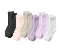 daqoupzi Lot de 6 paires de chaussettes douillettes pour femme 35-38/39-42, chaussettes de sommeil moelleuses pour femme, noir, violet, rose, beige, blanc.